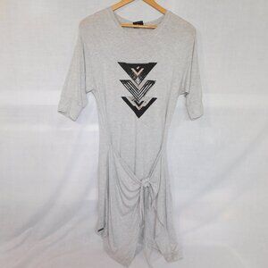 Schwiing Gray Rosita Jersey Faux Wrap 3/4 Sleeve Dress Womens S